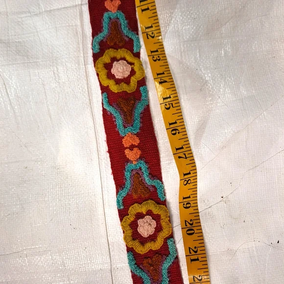 Jenny Krauss Red Wool Floral Embroidered Belt